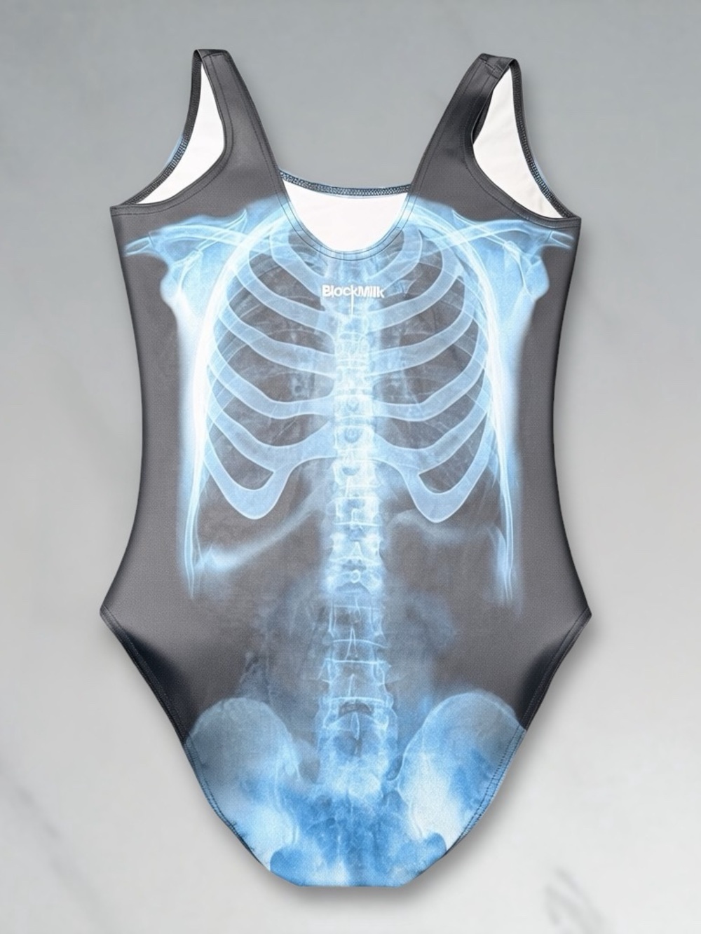 BlackMilk Very Rare Black and Blue Ribs X-Ray One-Piece Swimsuit - L - Picture 3 of 5